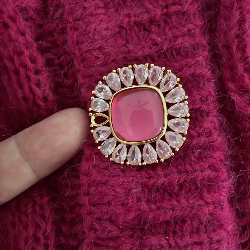 Nana Jacqueline Eva cardigan off shoulders berry color size M mohair pin up - Picture 10 of 10